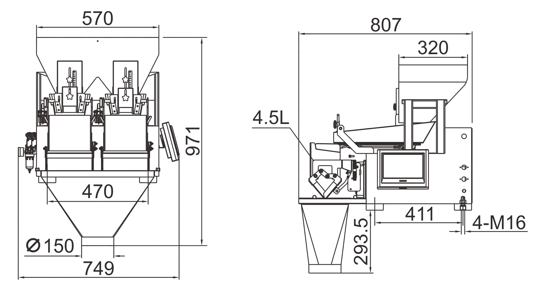 ម៉ាស៊ីនវេចខ្ចប់២ក្បាលត្រួតពិនិត្យទម្ងន់ 7 may dong goi 2 dau can dinh luong 02