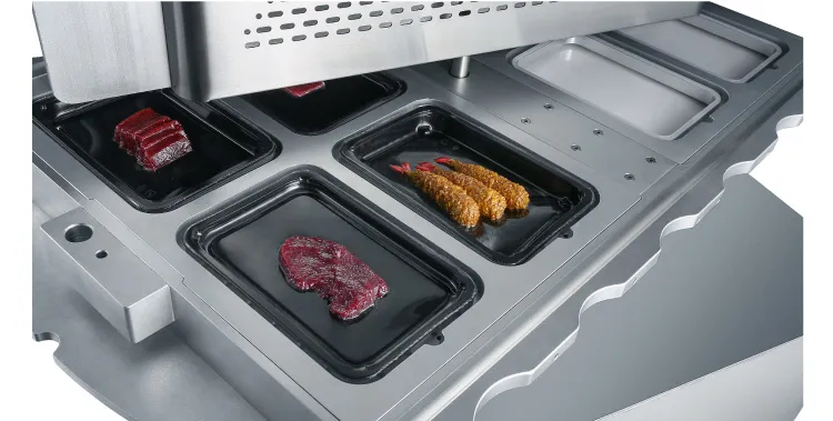 ម៉ាស៊ីនវេចខ្ចប់សុញ្ញកាសថង់អាហារ ZT-480 16 zt 480 food tray vacuum packing machine 16